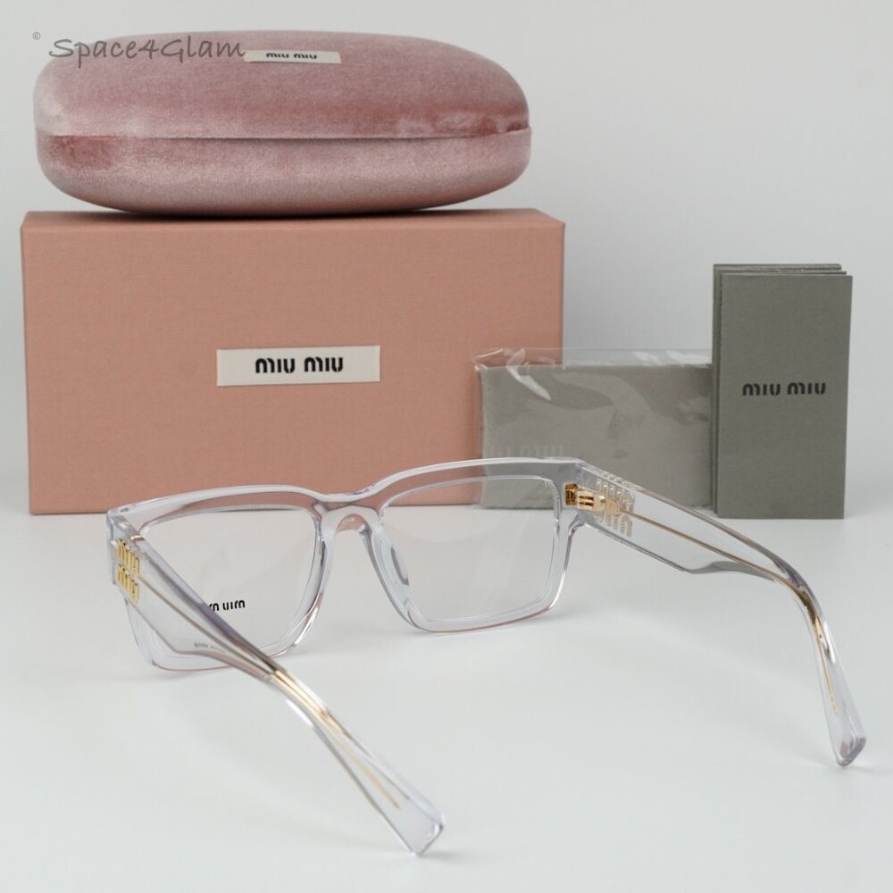 Miu Miu Women Eyeglasses Transparent Clear Rectangle MU02XV 2AZ1O1 NEW AUTHENTIC - Picture 8 of 11